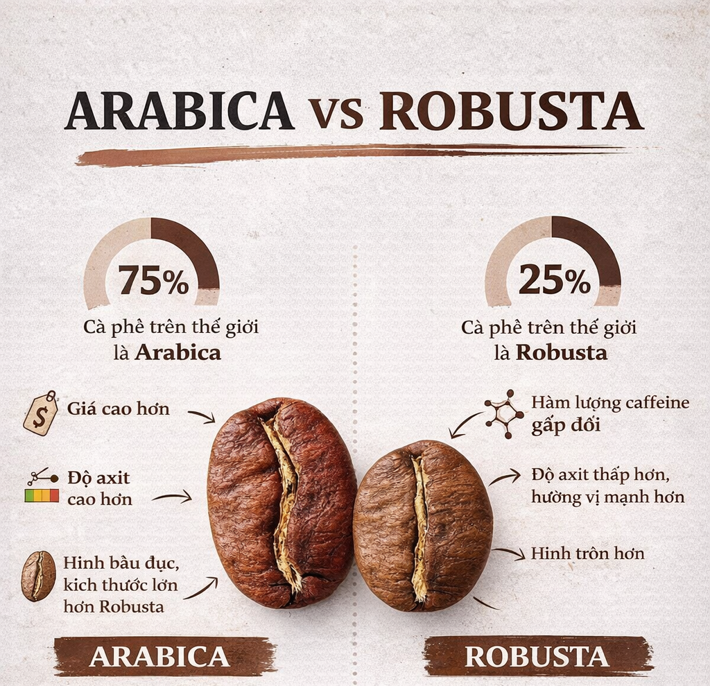 Cà phê Robusta và Arabica
